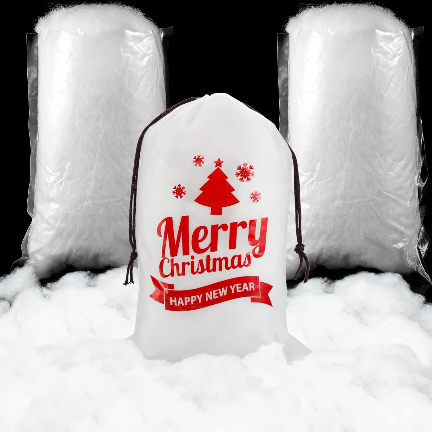 Artificial Snow - Shappy 2 Bags Christmas Fake Snow Fluffy Artificial Snow Indoor Snow Blanket Realistic Snow Fiber Christmas Snow Decor with Bag for Winter Mantel Village Party Decoration