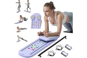 LPTER Pilates Board - 2025 Updated Pilates Reformer Machine Set, Multi-Purpose Foldable Pilates Reformer Board for Home, 6 in 1 Pilates Sliding Board
