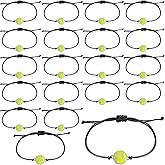 20pcs Sports Party Favors - Charm Bracelets, Inspirational Sport Ball Bracelets, Adjustable Sports Bracelets for Women, Men, Adults (Tennis Ball)