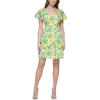 Kensie Women's Dress Faux wrap,Citron Multi,4 at Amazon Women's Clothing  store