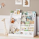 Lkeiyay Kids Bookshelf and Toy Storage,Nursery Bookshelf,Single-Sided Book Display with Storage,White