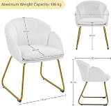 Yaheetech Velvet Tub Chair Vanity Chair Modern Accent Armchair White view 3