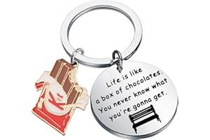 BNQL Forrest Gump Inspired Keychain Life is Like a Box of Chocolates Keychain Gift (Keychain S)