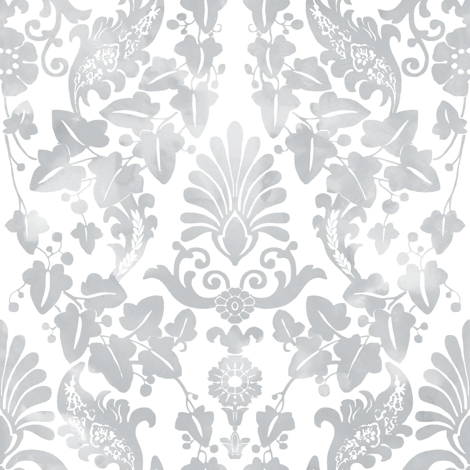 RoomMates RMK11599RL Gray Vine Damask Peel and Stick Wallpaper, Sample