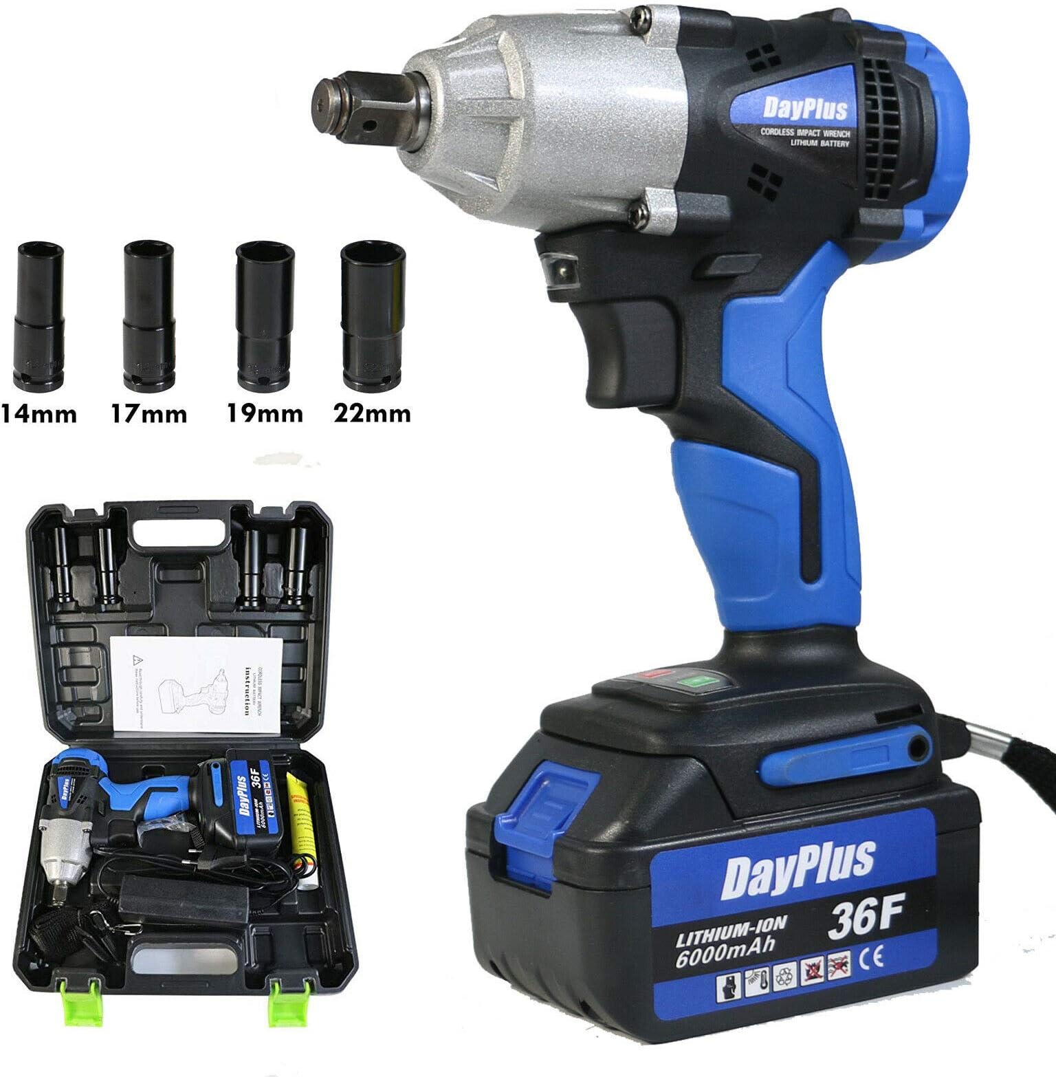 18V Electric Cordless Impact Wrench 6.0AH Li-Battery, Max 420Nm, 2900RPM Variable Speed Waterproof Impact Gun with Socket Kit and Carry Case