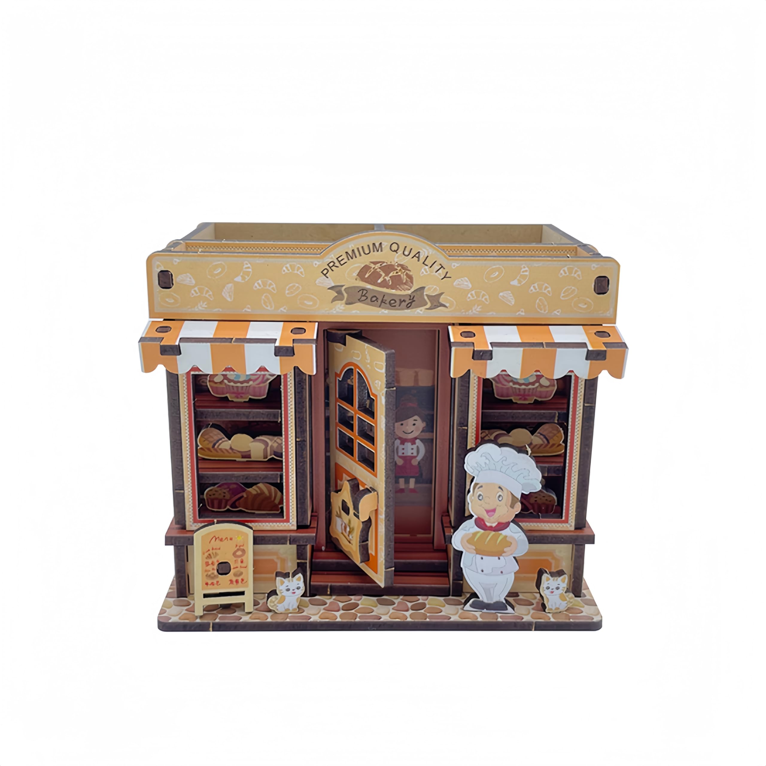 zengreeting Wooden DIY Pencil Holder, Desk Organiser, Suitable & Office Supplies Organising, Suitable for Girls, Boys (Bakery)