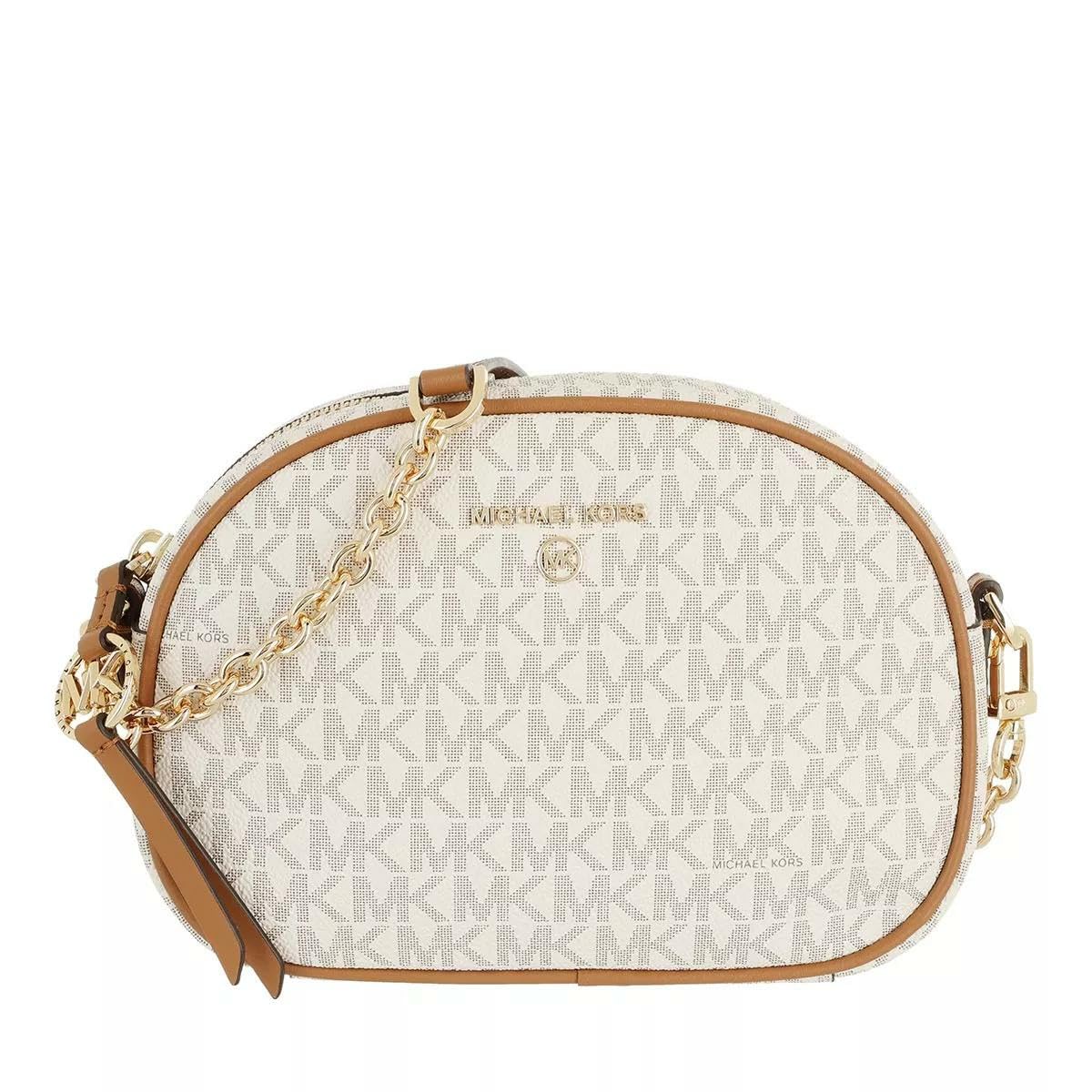 Michael Kors Jet Set Charm Small Oval Camera Crossbody Bag, Vanilla/Acorn