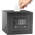 ISLANDSAFE Deposit Safes Drop Small Safe Box Electronic Money Cash Safe with Digital Keypad & Keys，Mini Security Lock Safe Boxes for Coin Home Office Hotel Rooms Business Jewelry Gun (Black)