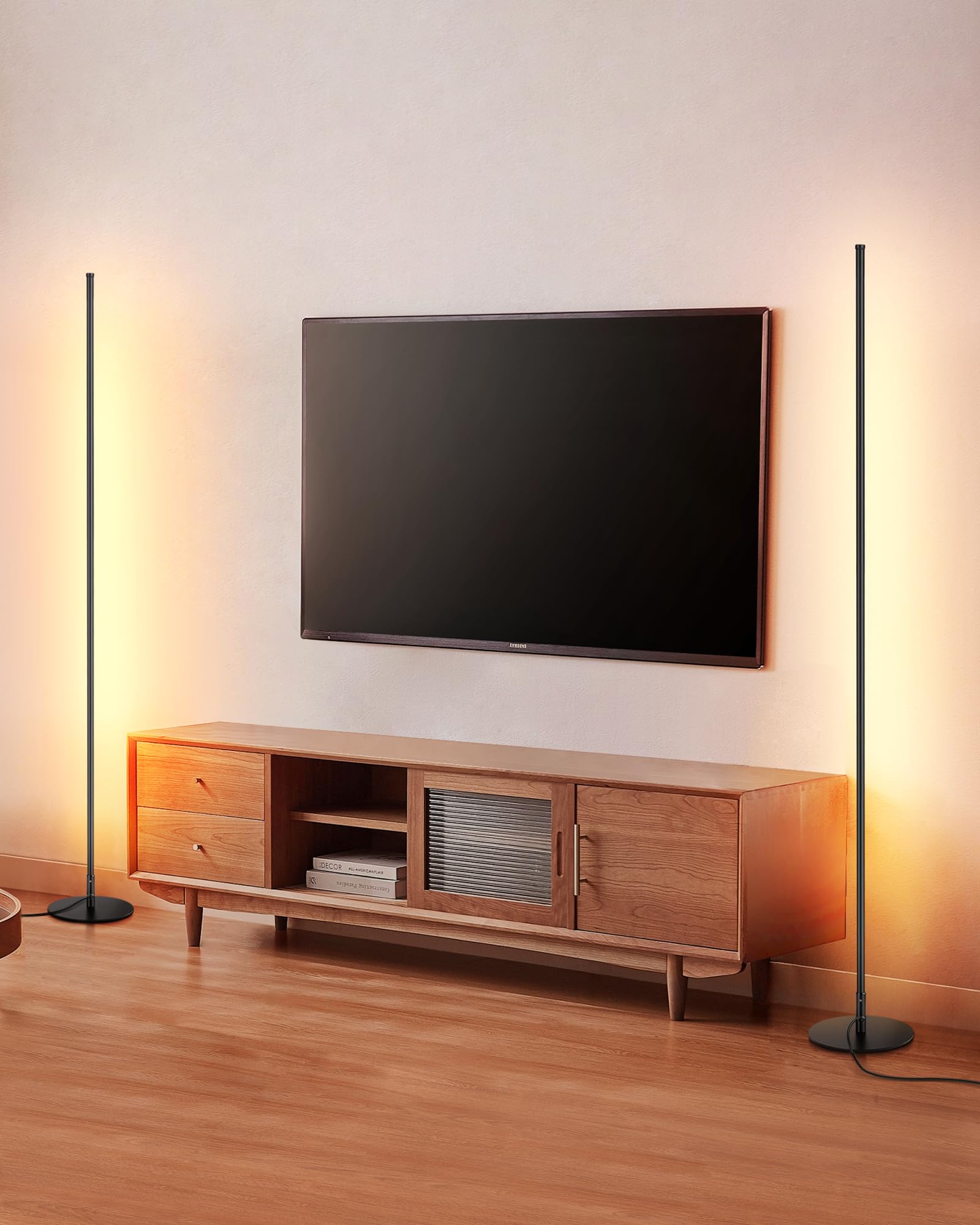 Photo 1 of Govee RGBIC Floor Lamp, LED Corner Lamp Works with Alexa, 1000 Lumen Smart Modern Floor Lamp with Music Sync and 16 Million DIY Colors, Color Changing Standing Floor Lamp for Bedroom Living Room Black