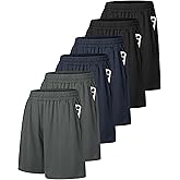 6 Pack Men's Athletic Shorts - Workout Gym Basketball Quick Dry Black Mens Shorts with Pockets for Casual Running