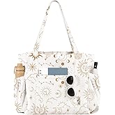 Miss Adola Large Corduroy Tote Bag for Women - Cute Shoulder Reusable Canvas Bags with Zipper Multi-Pocket for School