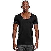 Deep V Neck T Shirt for Men Low Cut Scoop Tee Invisible Tshirt Vee Top