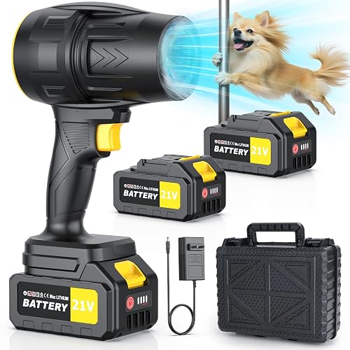 Electric Leaf Blower Cordless with 2*3000mAh Batteries and Charger, 400,000RPM Handheld Battery Powered Leaf Blower, One-Touch Speed Adjustment,Portable Lightweight Turbo Blower for Yard, Patio,Garage