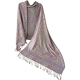 Paisley Jacquard Pashmina Rave Shawl Wraps Scarf for Women, Evening Wedding Festival Accessory with Fringe
