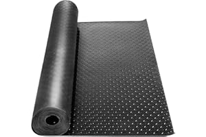 ybaymy Rubber Mat Roll 3.28x9.84 ft (100x300cm), 3mm Thick Heavy-Duty Coin Pattern Flooring, Non-Slip Waterproof Utility Mat 