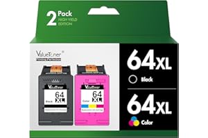 Valuetoner Ink Cartridge Replacement for HP 64XL Ink Cartridge Combo Pack for HP Envy Inspire 7955e 7958e 7255e Photo 7155 7858 7155 7100 7800 7900 7855 6222 Tango (Black Color,2pack)