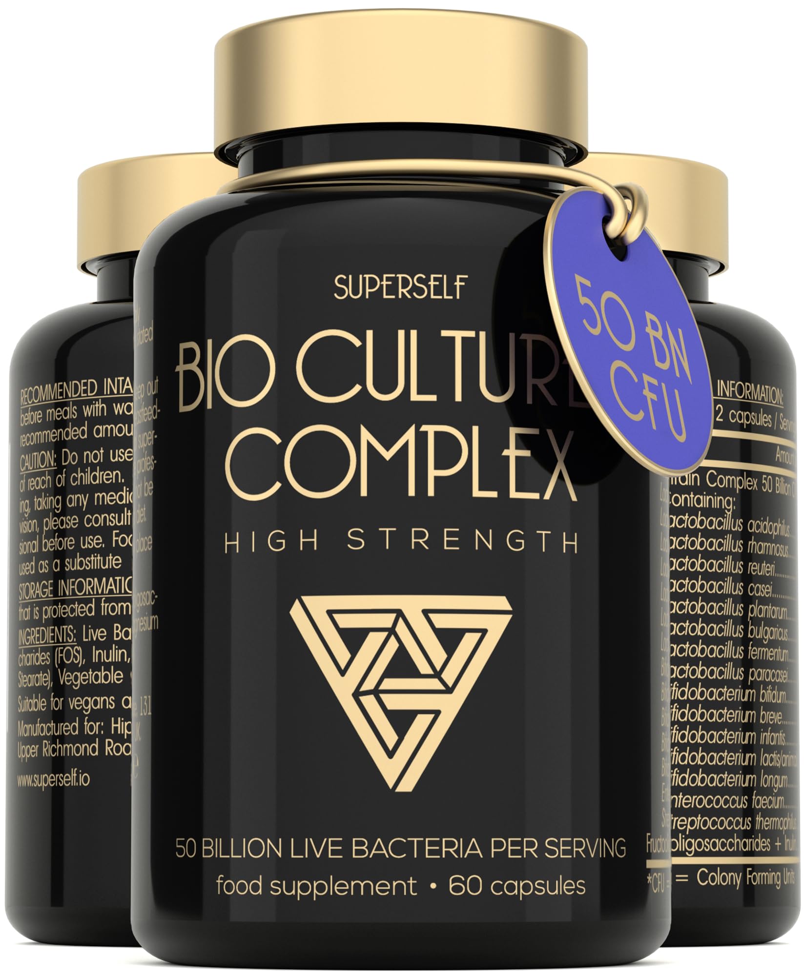 Probiotics Complex 50 Billion CFU - Bio Cultures Probiotics for Gut Health - Vegan Probiotic Supplements for Women Men Adults - 60 Acid-Resistant Capsules - 15 Strains with Prebiotics & Acidophilus