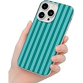 Compatible with iPhone 16 Pro Max Case, with Aesthetics Striped Design Case for Women Girl, Cute Fashion Soft TPU Slim Protection Phone Case for iPhone 16 Pro Max 6.9'' - Dark Green & Blue