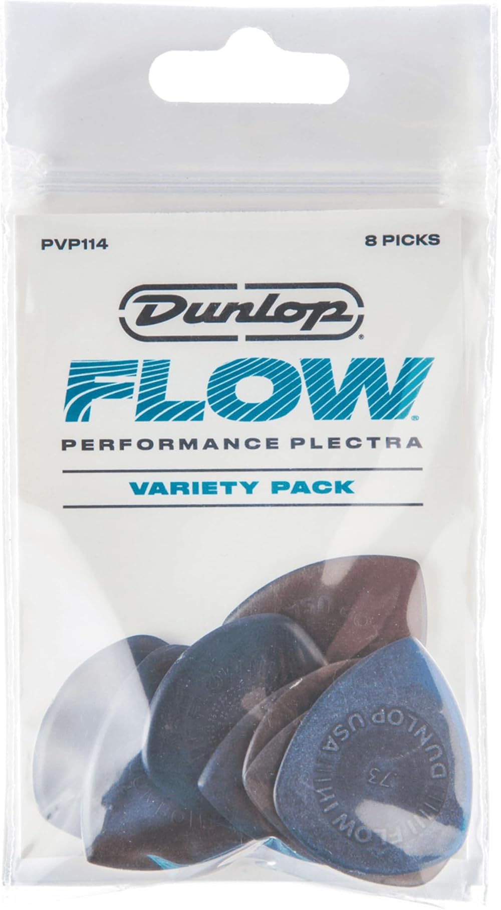 Jim Dunlop Flow Picks Variety Pack PVP114 8 Pack 0.73-3.00 mm USA
