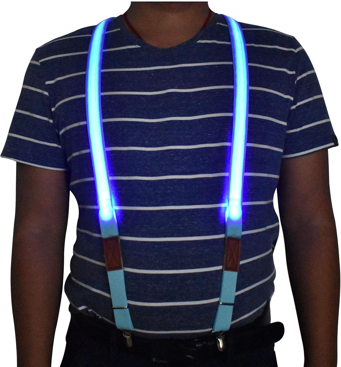 Light Up LED Neon Suspenders for Men Women Adults Adjustable & Elastic