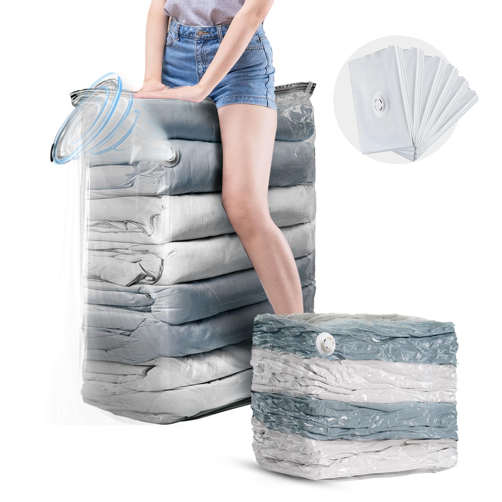 TAILI Extra Large Vacuum Storage Bags Cube 6 Jumbo Reusable Vacuum Pack Bags for Clothes Duvet Travel and Home Comforters Blankets Bedding Compression,Space Saver