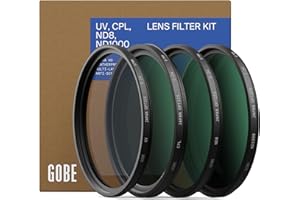 Gobe 37mm UV, Circular Polarising (CPL), ND8, ND1000 Lens Filter Kit