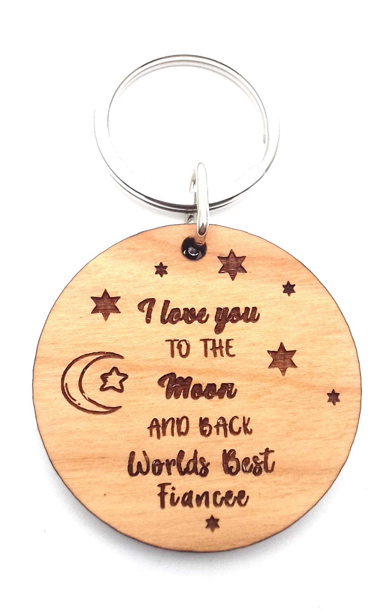 Chris Bag Of Goodies Wooden Keyring Key Ring Worlds Best Fiancee I Love You to The Moon and Back