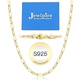 Jewlpire 14K Gold Plated 925 Sterling Silver Paperclip Chain Necklace for Women, 4mm 5mm Shiny & Sturdy Women's Chain Necklaces 16 18 20 22 24 26 Inch