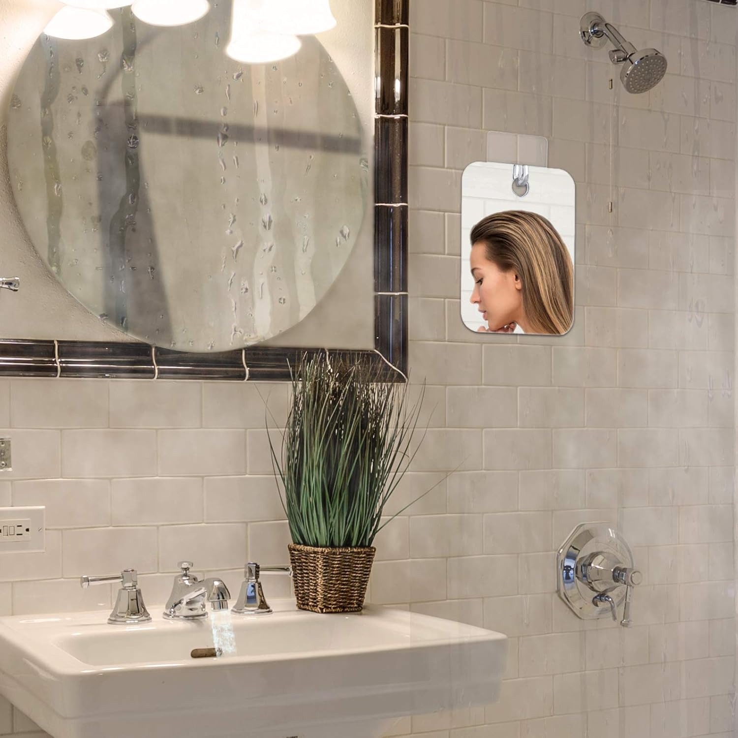 CozyCabin Anti-Fog Shower Mirror, Portable Fogless Shaving Mirror for Bathroom -