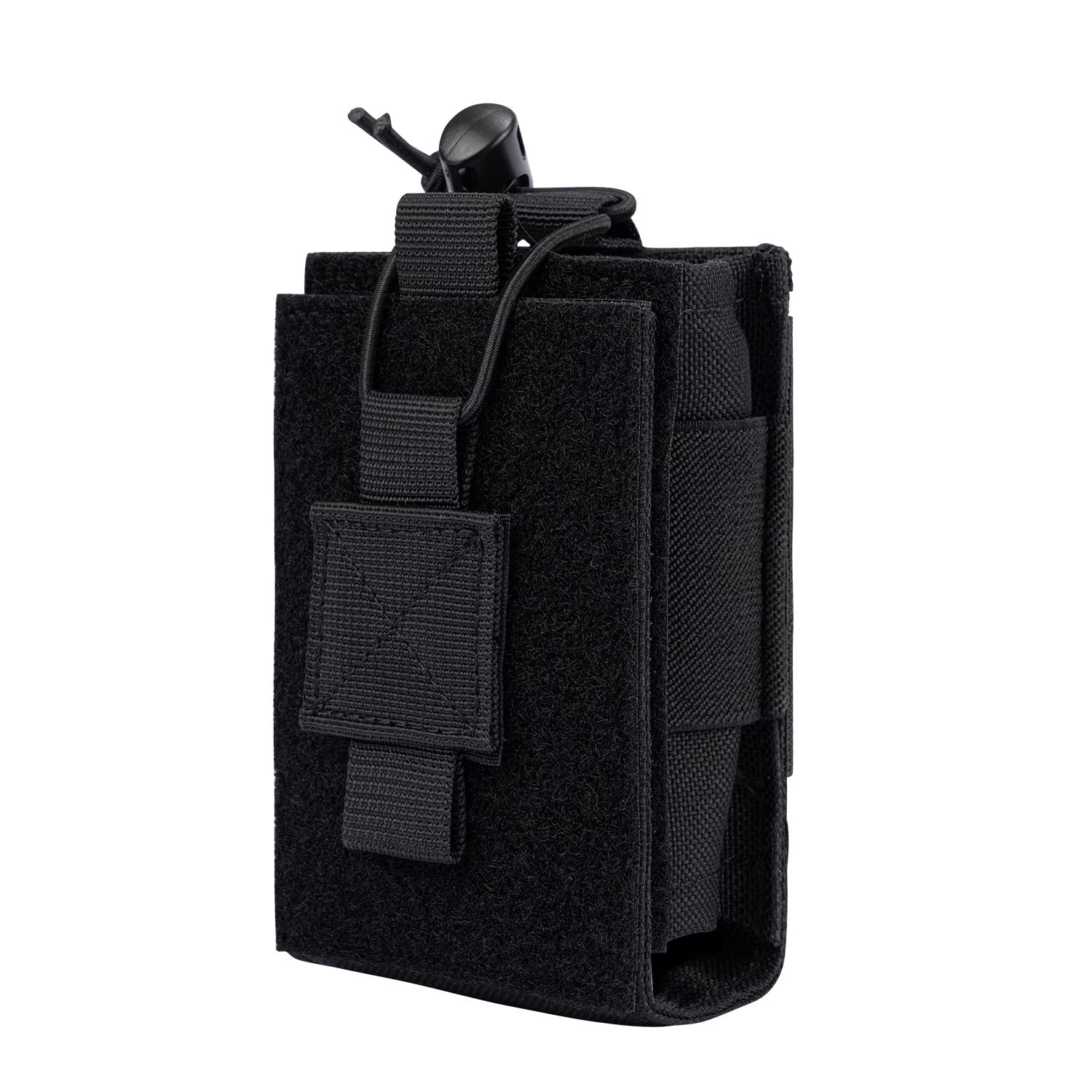 Photo 1 of Dotacty Adjustable Radio Pouch MOLLE Holder for Tactical Duty Belt Two Ways Radio Holster Walkie Talkies Case Mag Carrier 5.56mm 7.62mm Magazine Nylon Carry Bag for Police Security Rescue BK