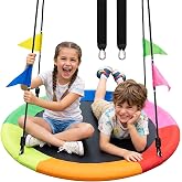 Tree Swing, 40 Inch Saucer Swing for Kids, for Outdoor, 6-Color Mixed | Heavy-duty 900D Oxford, for Playground and Backyard, 900lbs Weight Capacity, with Adjustable Hanging Straps