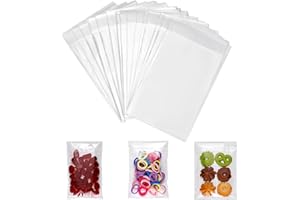 BAKEBAKING 200ct Clear Plastic Bags 4x6-1.4 mils Thick Self Sealing OPP Cello Bags for Bakery Cookies Goodies Favor Decorative Wrappers (4'' x 6'')