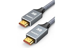 Capshi 2ft 8K 4K@120Hz HDMI Cable 2.1, 48Gbps High Speed Cord for PS5/4, TV, Gaming Console, Monitor, 8K@60Hz, 2K@240Hz, 144Hz, Support HDR, eARC, DTS:X, HDCP 2.2 & 2.3, Braided, Grey