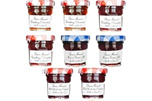 ITHACORE Gift Box of 8 Bonne Maman Mini 1 oz. Jars (2 each of Strawberry, Raspberry, Grape & Blueberry)