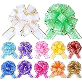 12Pcs Heart Gift Wrap Pull Bows, Large 6 Inch Assorted Gift Pull Bows, for Presents,Christmas Party Birthday Gift for Wrapping Boxes,Valentine's Day Gift Decorations
