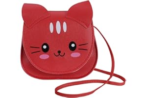 Abberry Cute Cat Crossbody Bag,Little Girls Cute Fashion Cat Coin Purse Pouch(Red)