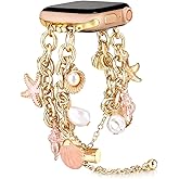 CHARMINGO Compatible with Apple Watch Band 38mm 40mm 41mm 42mm 44mm 45mm 46mm 49mm Women, Dressy Jewelry Bracelet with Cute Charms Fancy Metal Strap for iWatch Band SE 3 Ultra 2 3 Series 11 10 9 8 7 6 5 4 3 2 1