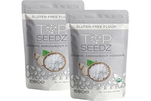 Top Seedz Certified USDA Organic Arrowroot Powder | Gluten-Free, Grain-Free Flour or Starch Food Thickener | Vegan, Kosher, and Nut-Free | 1lb Resealable Pouch (Pack of 2)