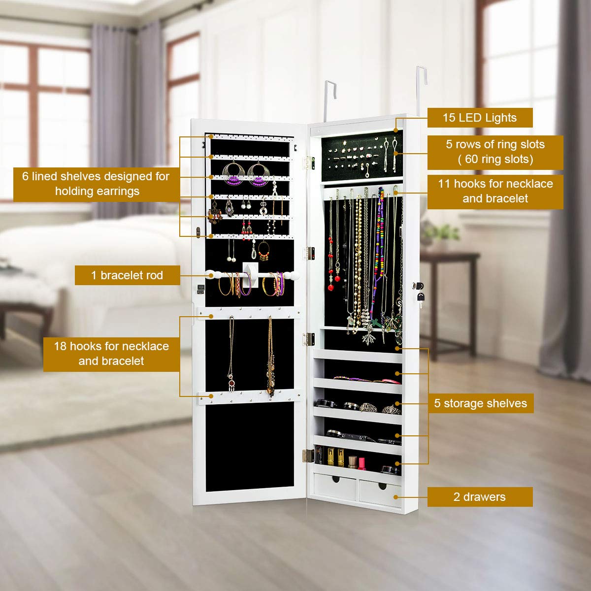 Lockable Key Large Hanging Cabinets For Jewelry Storage