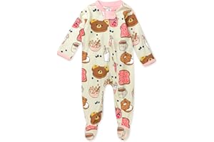 HonestBaby baby-girls Sleep & Play Footed One-piece Pajama Sleeper 100% Organic Cotton, Baby Girls