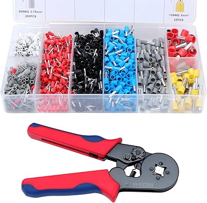 Hseamall Pince A Sertir Avec 1200 Cosses Isolees A Sertir De 0 25mm A 10mm Pince Electricien Outils Bornes Electriques Pince A Sertir 1200 Cosses Amazon Fr Bricolage