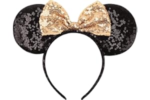 AQOKKA Mouse Ears Headbands with Bow Minnie Ears Cosplay Costume Hair Accessories for Women Girls Birthday Party Decoration