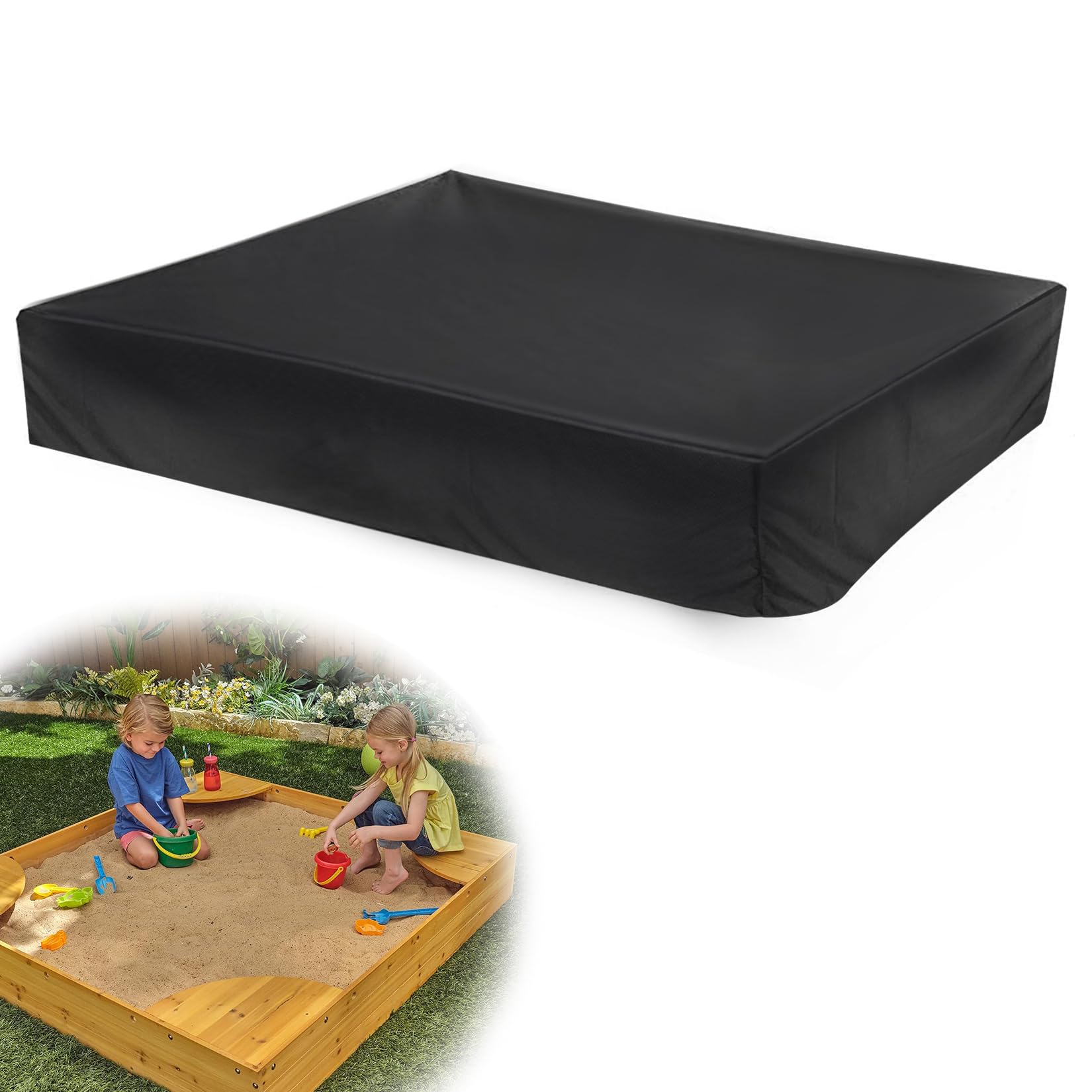 GothicBride 200 x 200 x 20 cm Waterproof Oxford Fabric Sandpit Cover with Drawstring