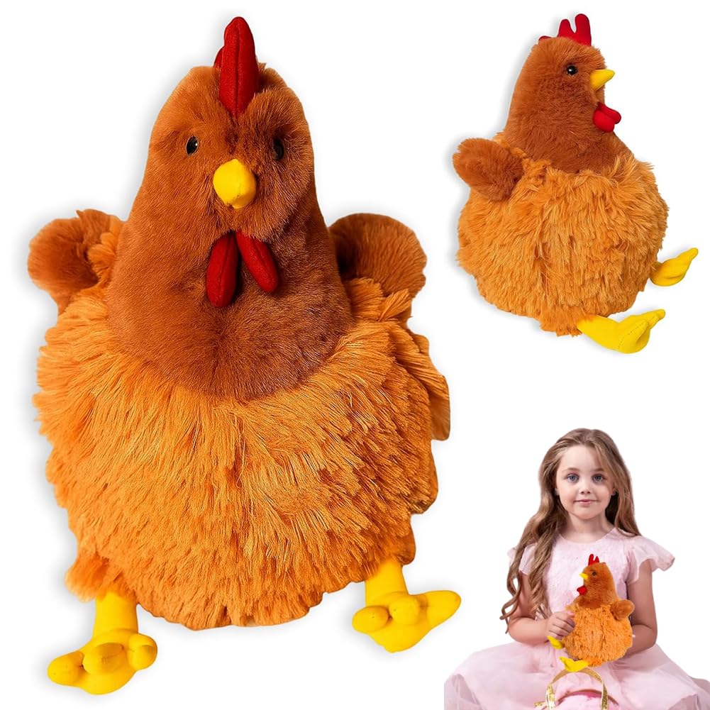 QYEHF Chicken Plush, Chicken Toys for Playtime, Cuddly Companionship and Home Decor with Soft Material, Vibrant Colors, Funny Christmas Rooster Gift, 22CM