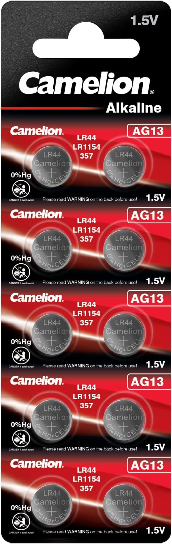 Camelion 12051013 AG 13 LR44 Battery - Multicolour (Pack of 10)