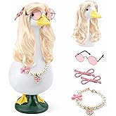 ZYIDBNG Porch Goose Spring Outfits Wigs Blonde 1 Pack Porch Goose Princess Outfits with Blonde Long Wigs Girl Style Outdoor Decor for Lawn Goose Statues