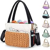 DALINDA Crochet Bag Organizer,Yarn Bag and Tote- Yarn Storage with Multiple Pockets for Crochet Supplies, Knitting Bag for Gifts,Portable &amp; Durable(Brown)