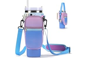 GOEWY Water Bottle Carrier Bag for Stanley 40/30 oz Tumbler with Phone Pocket Neoprene Water Bottle Holder with Shoulder & Handheld Strap Stanley Cup Accessories