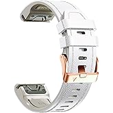 PCAVO 20mm Leather Watch Band for Garmin Fenix 6s / Fenix 5s / Fenix 7s, QuickFit 20mm Soft Leather with Silicone Strap for Garmin D2 Delta S epix Pro Gen 2 42mm