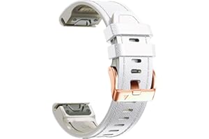 PCAVO 20mm Leather Watch Band for Garmin Fenix 6s / Fenix 5s / Fenix 7s, QuickFit 20mm Soft Leather with Silicone Strap for Garmin D2 Delta S epix Pro Gen 2 42mm